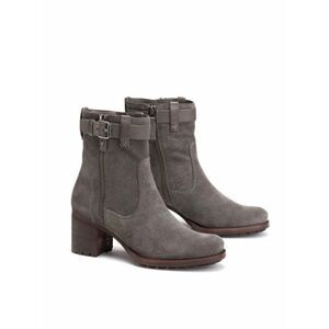 Trask Womens Madison Moto Gray Leather Block Heel Lug Sole Ankle Boots